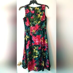 Talbot's Cotton Lined Floral Sleeveless Dress - Multicolor